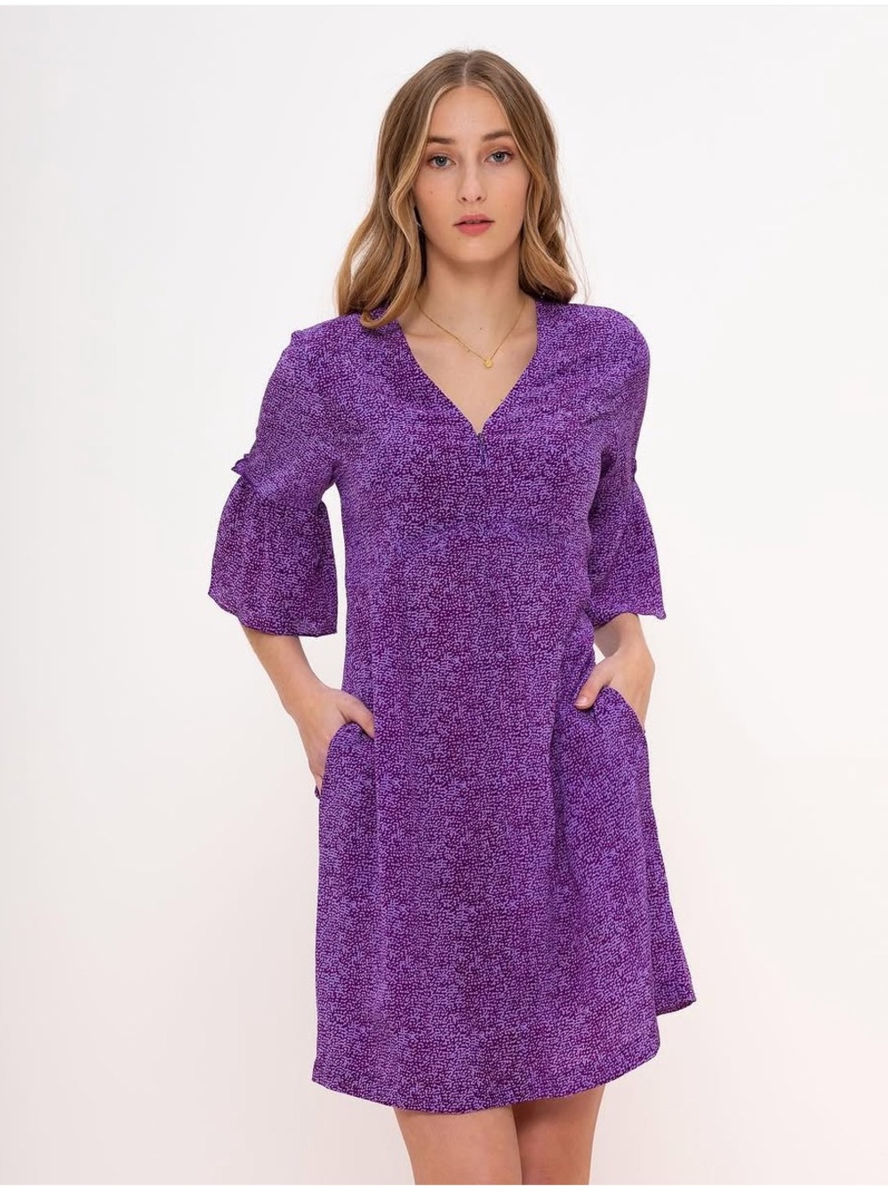 RUNGOLEE Maui Crepe Silk Dress Boho Soft Glam Feminine Lightweight Classic S